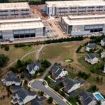 An Amazon Web Services data center situated near single-family homes in Stone Ridge, Virginia. Northern Virginia is the largest data center market in the world.