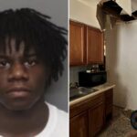 Bumbling murder suspect hiding during raid falls through ceiling and lands at feet of US Marshals