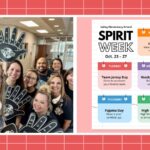 Collage of School Spirit Week Ideas, including High Five Fri-Yay and Communal Art Project