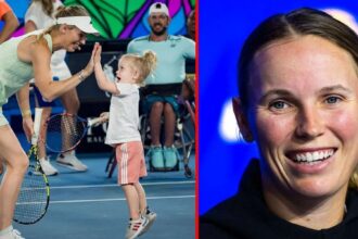 Caroline Wozniacki with her daughter Olivia