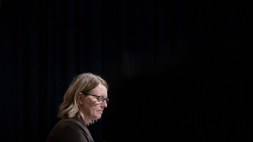 FEMA Administrator Deanne Criswell looks on during a House of Representatives hearing in July of 2023.