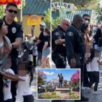 Disneyland mom hauled out in cuffs alongside hysterical children she tried sneaking into park without paying