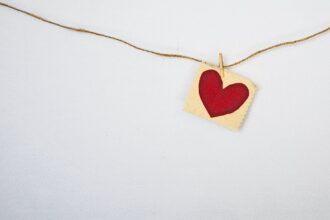 An image of a heart on a piece of cloth.