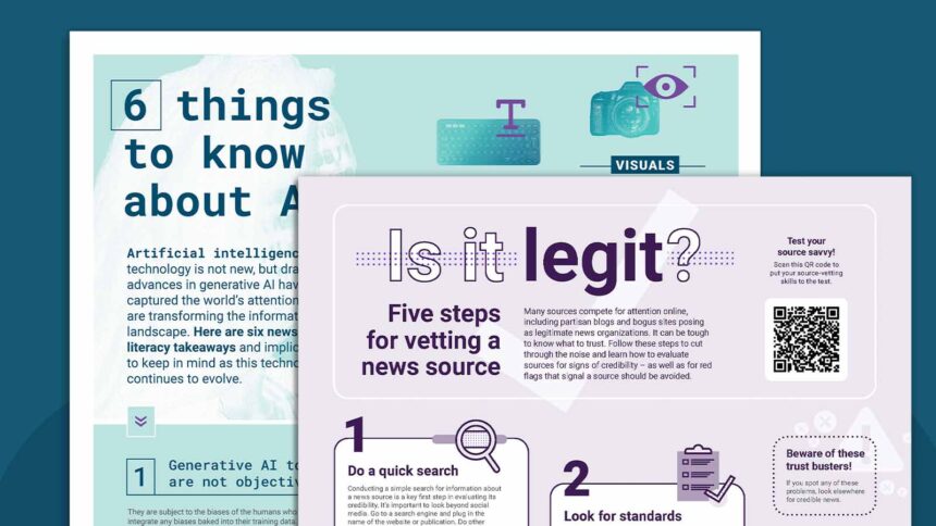 Flat lays of news literacy infographicxs