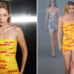 Gigi Hadid Rocks Skin-tight Dress Made of DHL Yellow Packing Tape