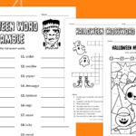 Flat lays of Halloween worksheets