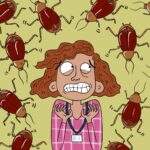 Illustration of teacher where a school is infested with roaches