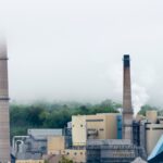 Smoke rising from a coal-fired power plant