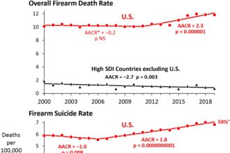 Prevalence of firearms in US drives public health crisis of gun deaths, study finds