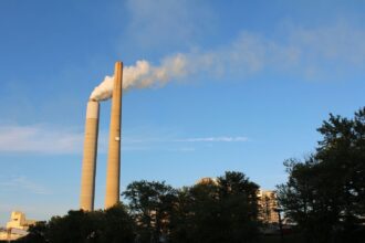 Kyger Creek Power Plant viewed from a parking lot off of Ohio State Route 7.