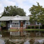 A flooded house in Lumberton, North Carolina, in the aftermath of Hurricane Florence in 2018.