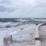 Waves from the Gulf of Mexico push up against the shore as Hurricane Helene churns offshore near St. Pete Beach, Florida, on September 26, 2024.