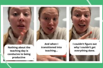 This teacher sorts her teaching tasks into batched days of the week.