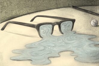 the lenses on a pair of glasses liquify into a water-like substance