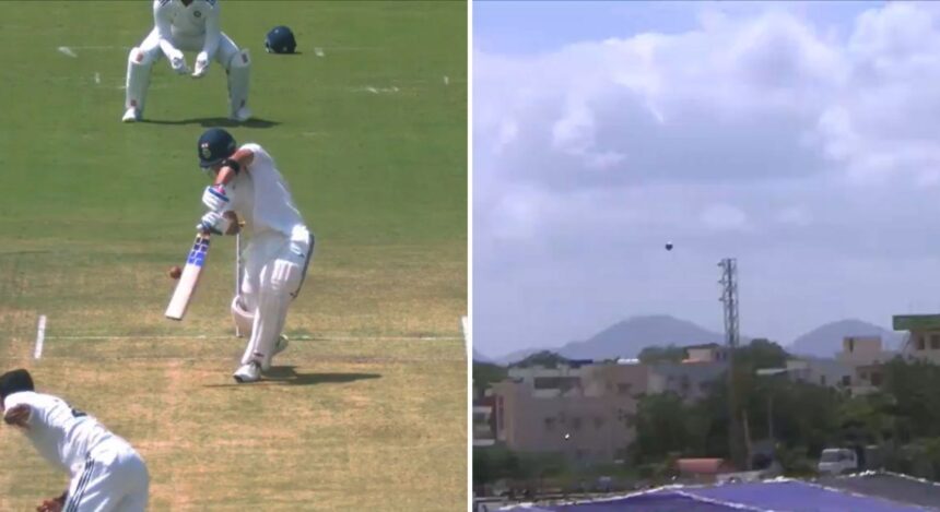 [Watch] Riyan Parag hits a stunning six out of the ground in Duleep Trophy