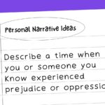 Personal narrative idea written on piece of lined notebook paper.