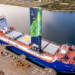 A nuclear waste tanker ship is testing a 65-foot-tall wing-sail