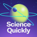 A small blue sphere orbits a larger green sphere against a purple background, with "Science Quickly" written underneath.