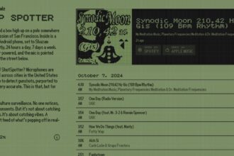 a screencap of a website called Bop Spotter, which collects music from passersby in San Francisco and lists it on the site