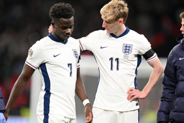 Bukayo Saka injury: Arsenal superstar taken off in England’s shock home loss to Greece in UEFA Nations League