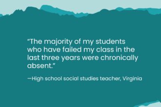 Quote that says, The majority of my students who have failed my class in the last three years where chronically absent.