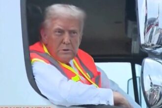 Trump in a garbage truck