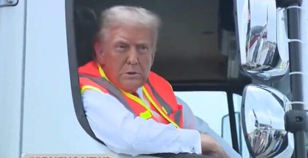 Trump in a garbage truck