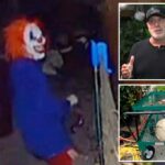 Creepy 'Pennywise' clown swipes saw from store before owner scares him off