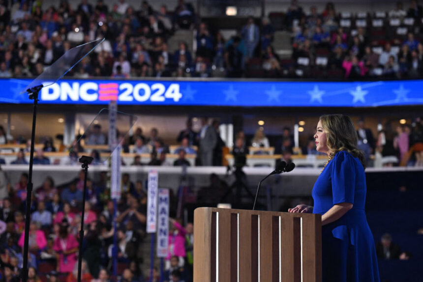 Former national security adviser Olivia Troye speaks at the Democratic National Convention on Aug. 21.