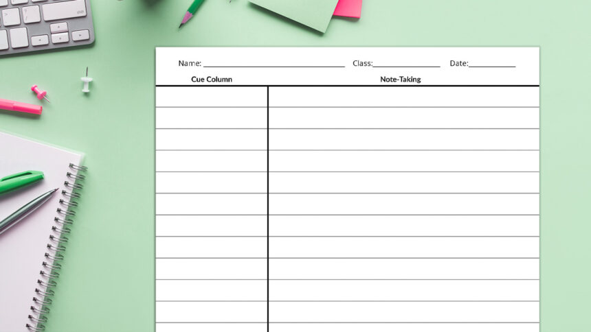 Cornell note taking feature