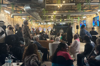 Supporters of Kamala Harris gathered for a watch party Tuesday evening at Cred Cafe, a Black-owned coffee shop that doubles as a speakeasy in Detroit, to view a live feed of her interview with radio host Charlamagne tha God.