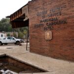 A view of a United States Post Office, damaged by flooding.