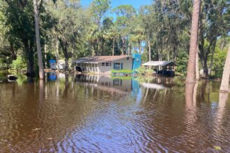 A flooded home in Yankeetown, Florida, in the aftermath of Hurricane Helene. The storm brought more than 10 feet of storm surge to Florida