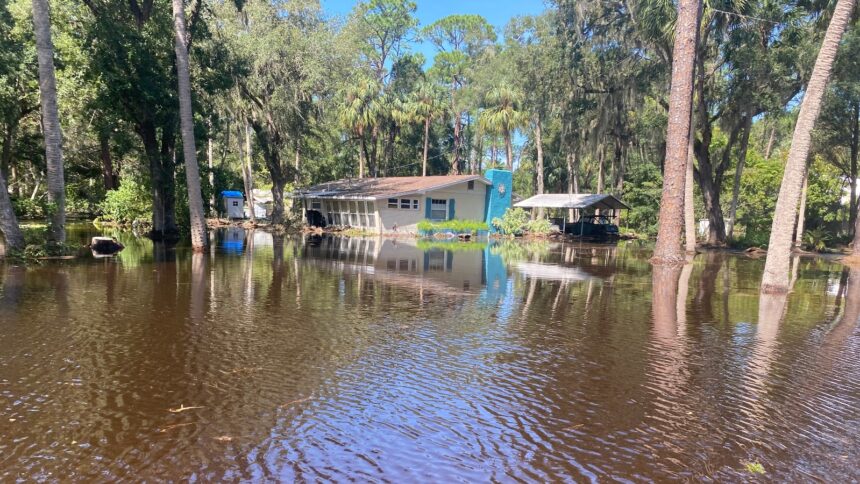 A flooded home in Yankeetown, Florida, in the aftermath of Hurricane Helene. The storm brought more than 10 feet of storm surge to Florida