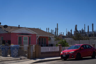 An active oil refinery located next to a single family home in Wilmington, California on September 21, 2022.