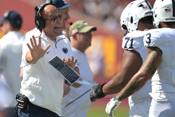 James Franklin walks away from media after rape case question