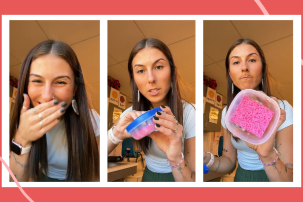 This teacher uses glue sponges inside a tupperware to keep glue contained inside her classroom.