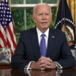 President Joe Biden addresses the nation from the Oval Office