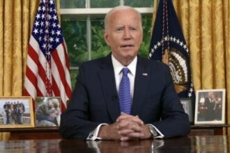 President Joe Biden addresses the nation from the Oval Office