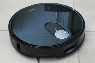 Qrevo Slim robot vacuum on a tiled floor