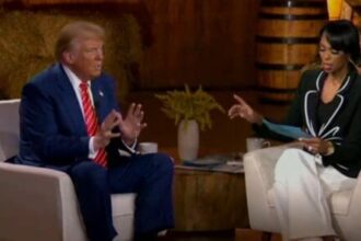 Donald Trump and Harris Faulkner at a Fox News town hall.