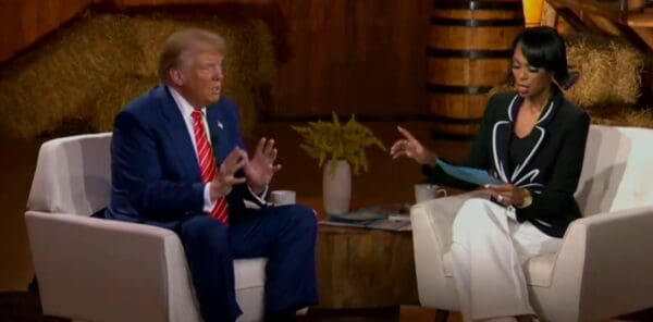 Donald Trump and Harris Faulkner at a Fox News town hall.