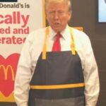 Trump pretends to work at McDonalds.