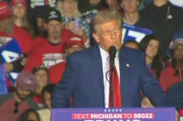 Trump holds a rally in Michigan where he talks about Kamala Harris and Beyonce.