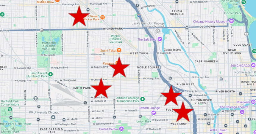 5 armed robberies and carjackings reported from West Loop to Logan Square