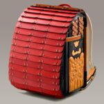 a backpack made from small strips of leather and brads to resemble samurai armor