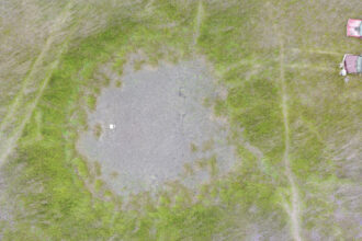 A massive pond and earthen channels used by Maya people to catch fish