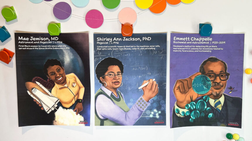 Feature image shows several black scientist posters