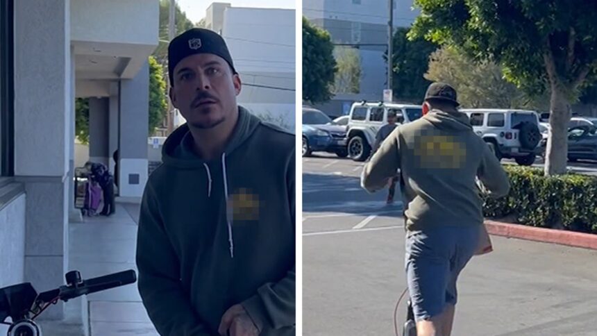 Jax Taylor Refuses to Comment on Car Accident, Leaves Store on Scooter