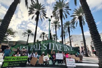 Activists Hold "No to Genocide" Protest Outside Art Basel Miami Beach